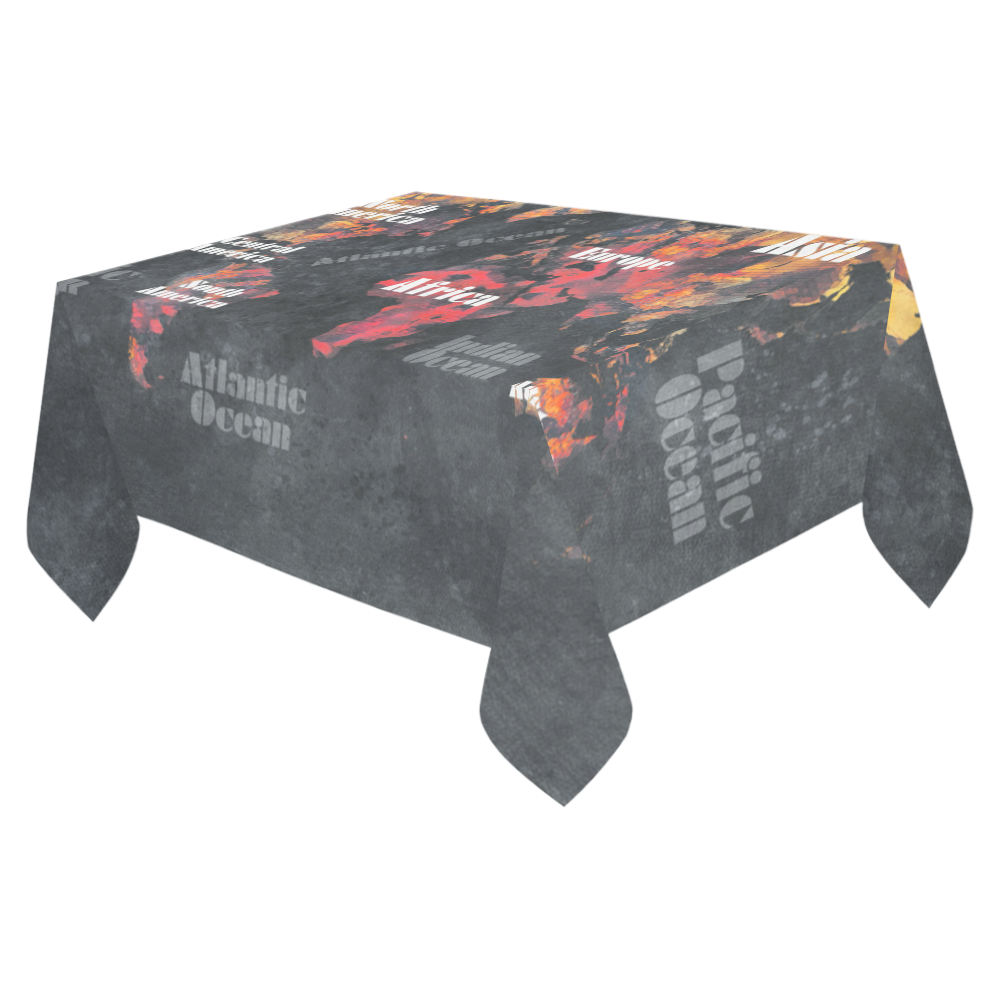 world map #world #map Cotton Linen Tablecloth 52"x 70"