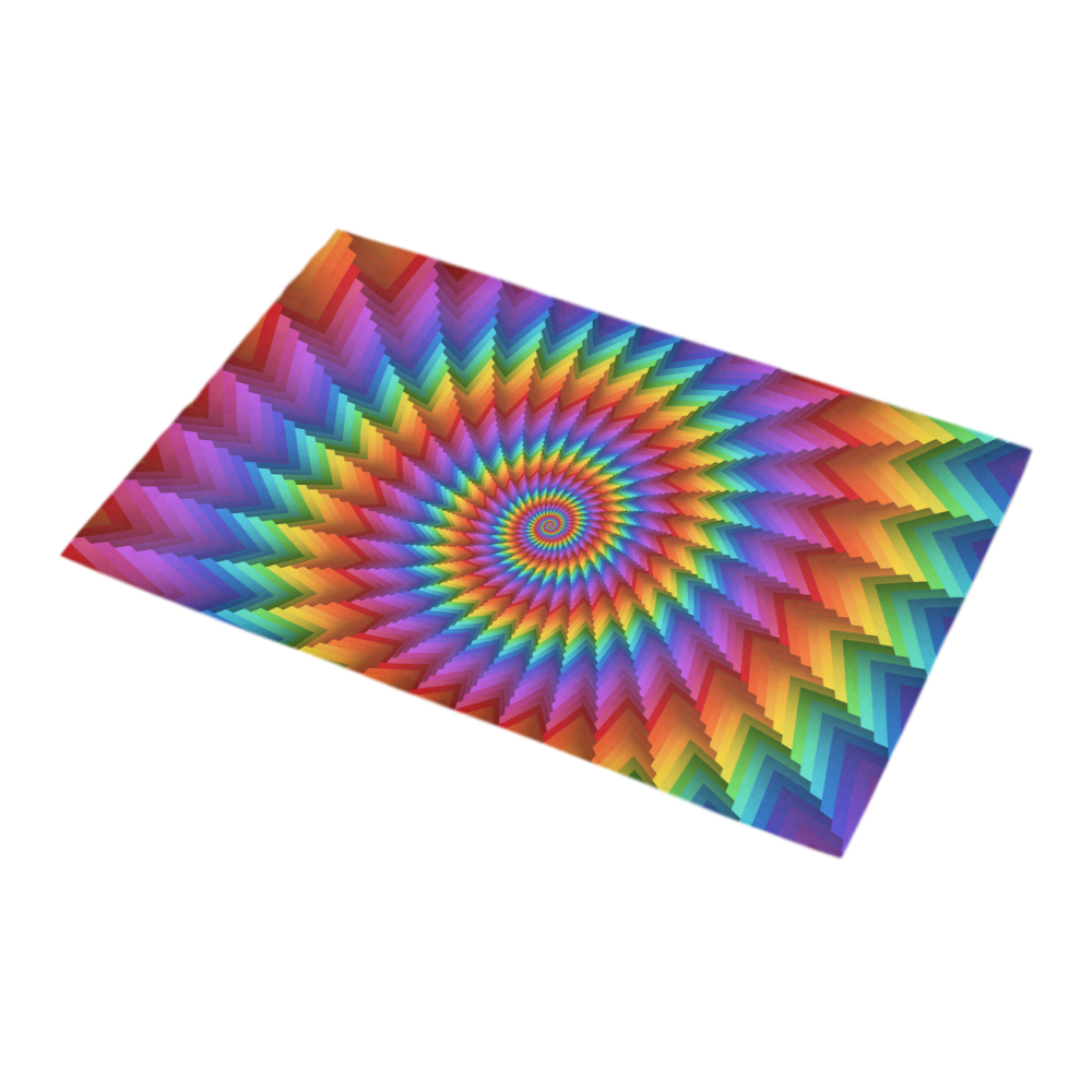 Psychedelic Rainbow Spiral Bath Rug 16''x 28''