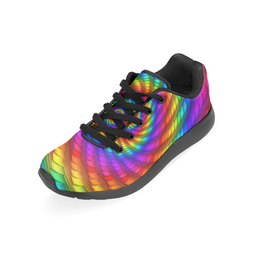 Psychedelic Rainbow Spiral Men's Running Shoes/Large Size (Model 020)