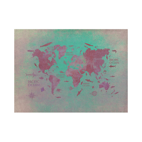 world map #world #map Placemat 14’’ x 19’’ (Set of 4)