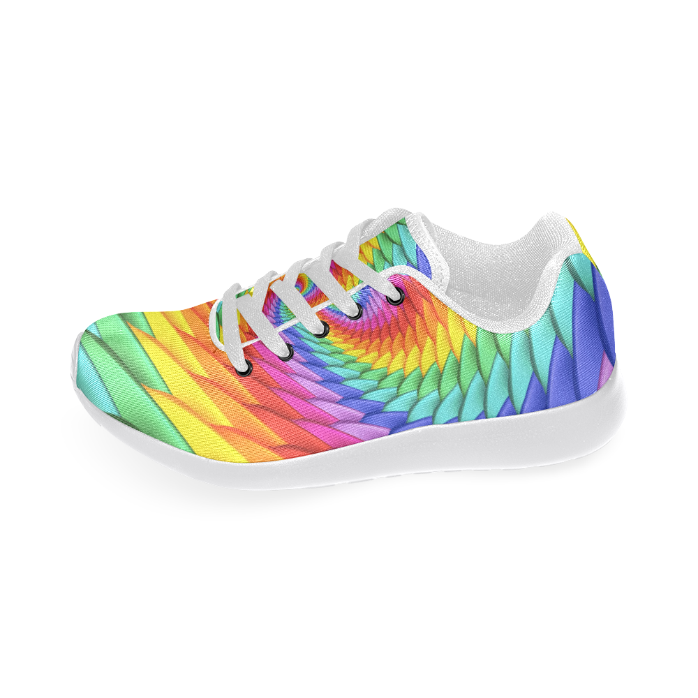 Psychedelic Rainbow Spiral Women's Running Shoes/Large Size (Model 020)