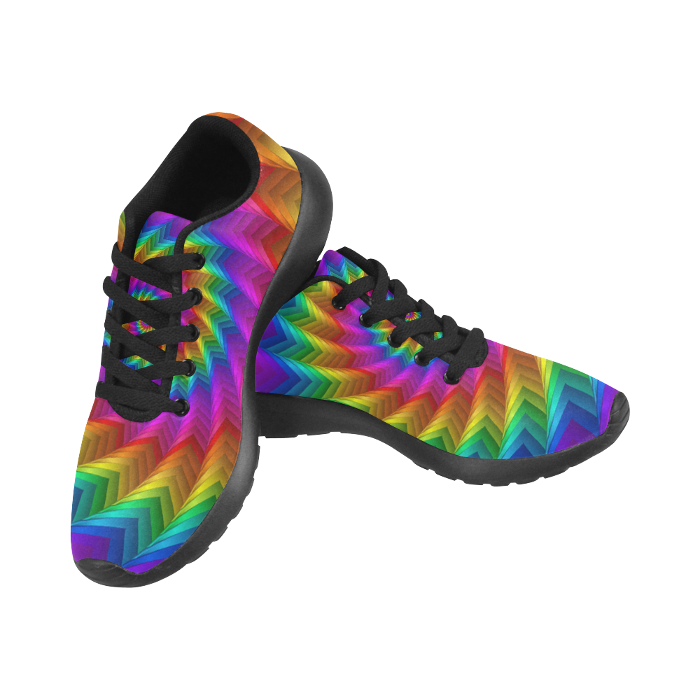 Psychedelic Rainbow Spiral Men's Running Shoes/Large Size (Model 020)