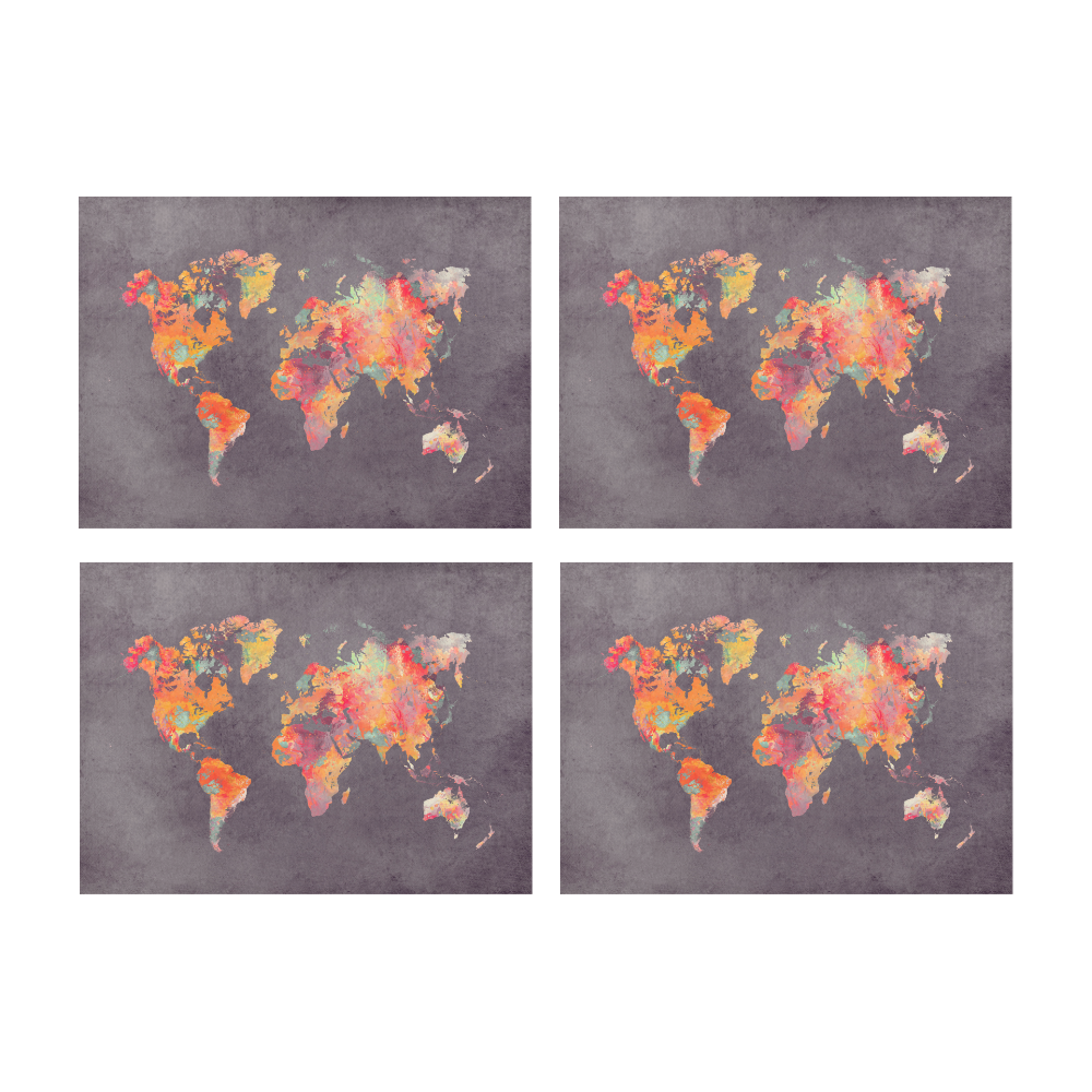 world map #world #map Placemat 14’’ x 19’’ (Set of 4)