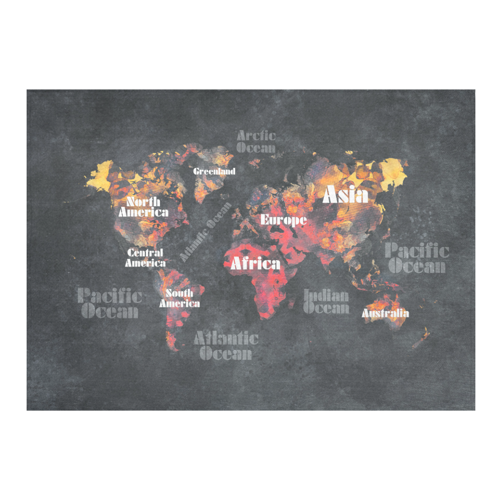 world map #world #map Cotton Linen Tablecloth 60"x 84"