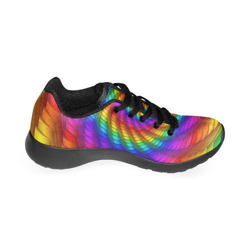 Psychedelic Rainbow Spiral Men's Running Shoes/Large Size (Model 020)