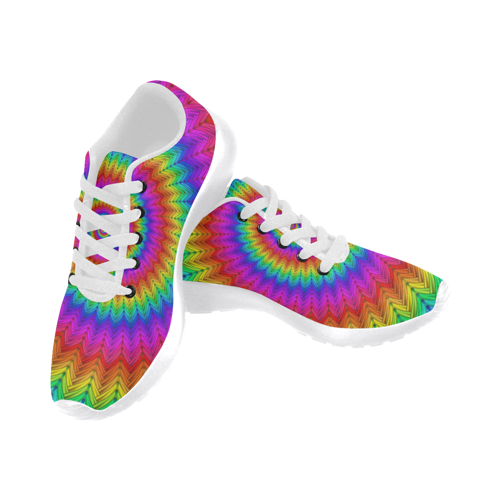 Psychedelic Rainbow Spiral Women's Running Shoes/Large Size (Model 020)