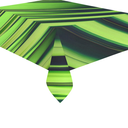 Diagonal Green/Black Abstract Cotton Linen Tablecloth 60"x 84"