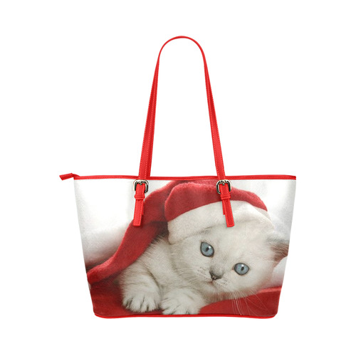 Red Cat Leather Tote Bag/Large (Model 1651)