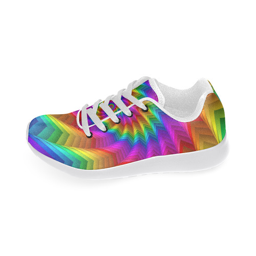 Psychedelic Rainbow Spiral Women's Running Shoes/Large Size (Model 020)