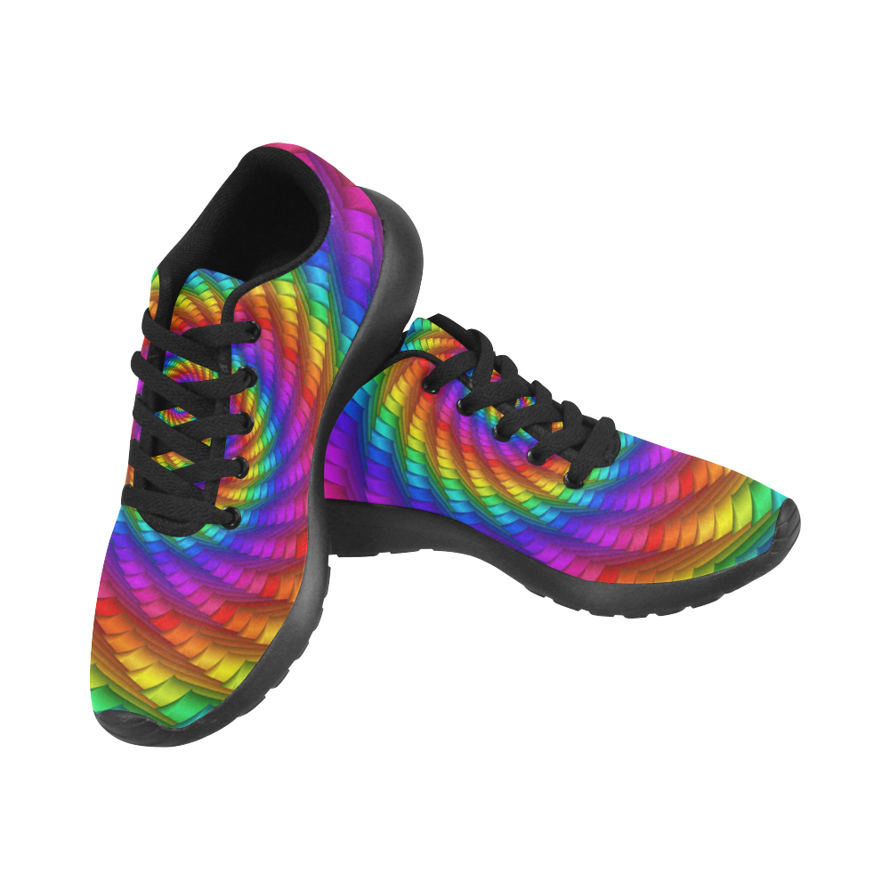 Psychedelic Rainbow Spiral Men's Running Shoes/Large Size (Model 020)