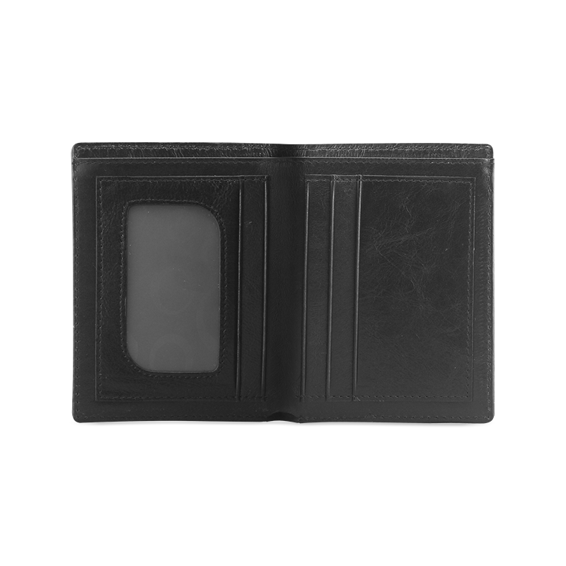 Diagonal Green/Black Abstract Men's Leather Wallet (Model 1612)