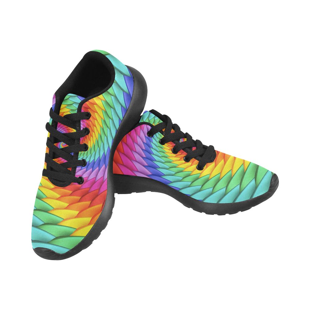 Psychedelic Rainbow Spiral Men's Running Shoes/Large Size (Model 020)