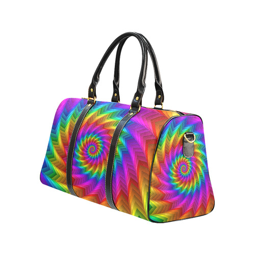 Psychedelic Rainbow Spiral New Waterproof Travel Bag/Large (Model 1639)