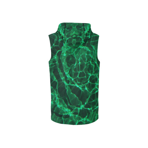 Green Dive All Over Print Sleeveless Zip Up Hoodie for Women (Model H16)