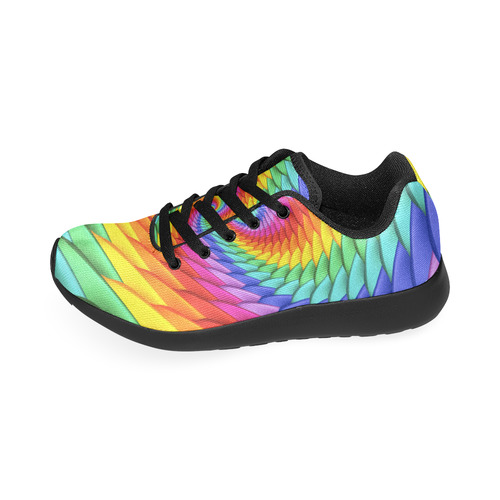 Psychedelic Rainbow Spiral Men's Running Shoes/Large Size (Model 020)