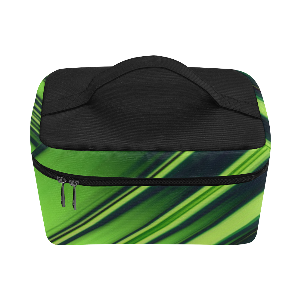 Diagonal Green/Black Abstract Lunch Bag/Large (Model 1658)