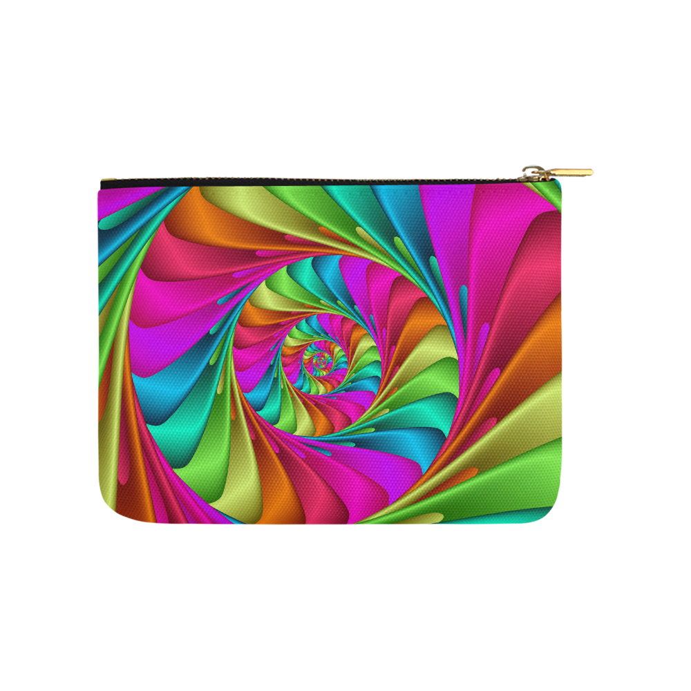 Psychedelic Rainbow Spiral Carry-All Pouch 8''x 6''