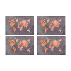 world map #world #map Placemat 12’’ x 18’’ (Set of 4)