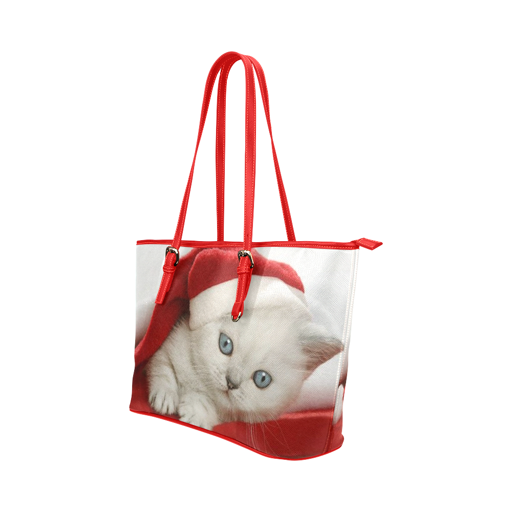 Red Cat Leather Tote Bag/Large (Model 1651)