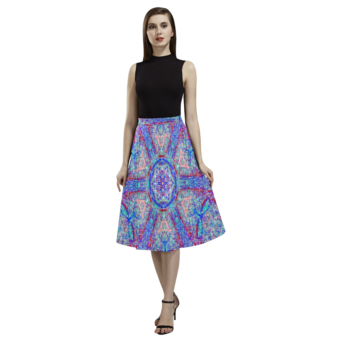 Thleudron Women's Milky Way Aoede Crepe Skirt (Model D16)