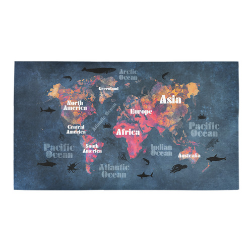 world map #world #map Bath Rug 16''x 28''