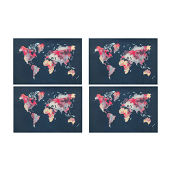 world map #world #map Placemat 12’’ x 18’’ (Set of 4)
