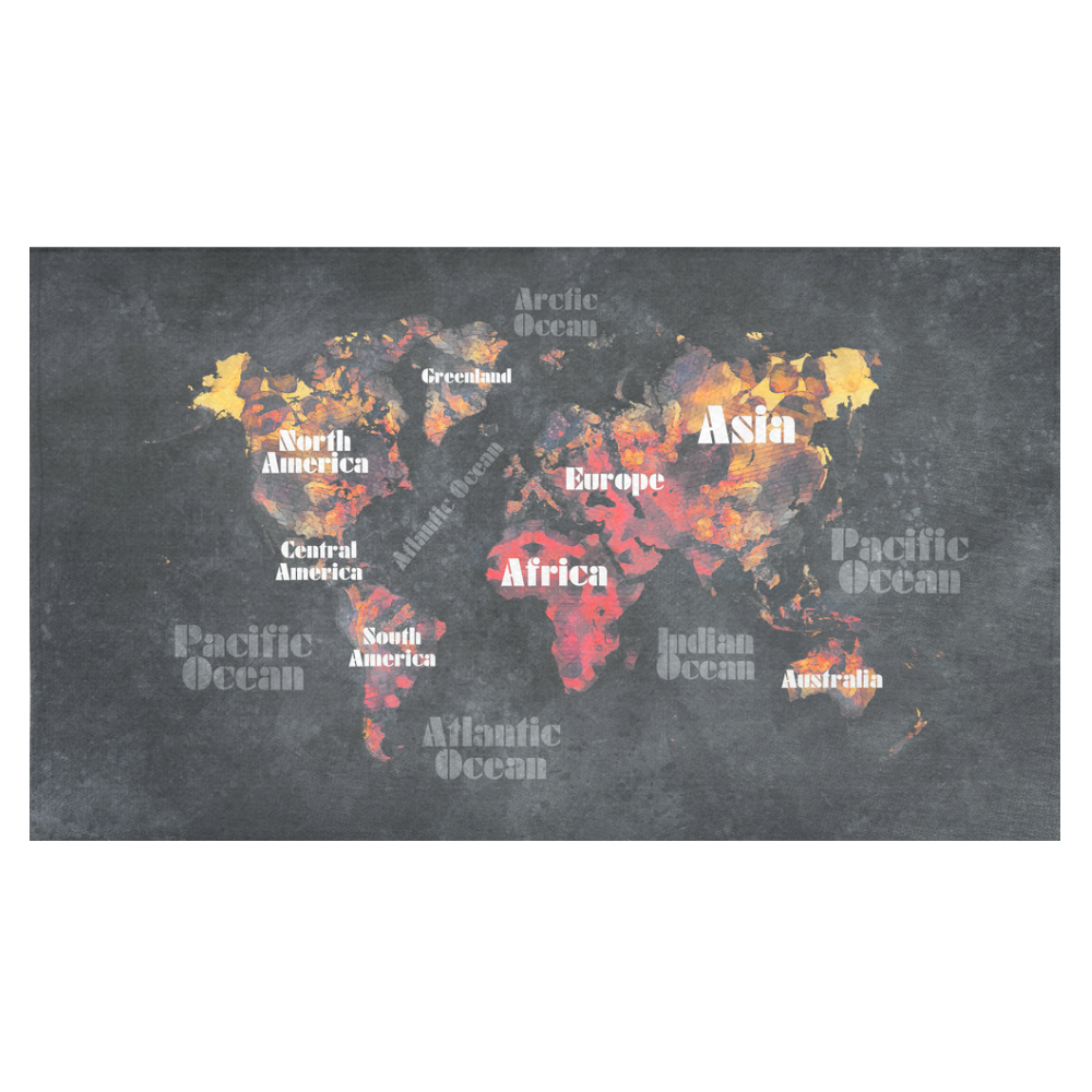 world map #world #map Cotton Linen Tablecloth 60"x 104"
