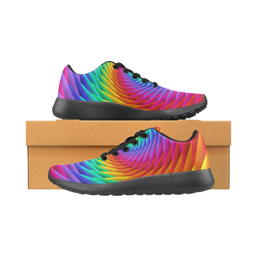 Psychedelic Rainbow Spiral Men's Running Shoes/Large Size (Model 020)