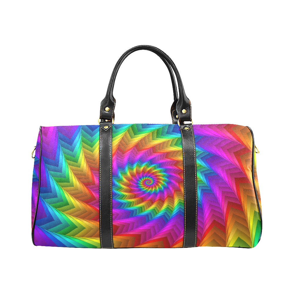 Psychedelic Rainbow Spiral New Waterproof Travel Bag/Large (Model 1639)