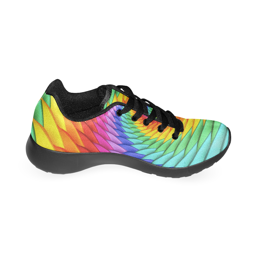 Psychedelic Rainbow Spiral Men's Running Shoes/Large Size (Model 020)