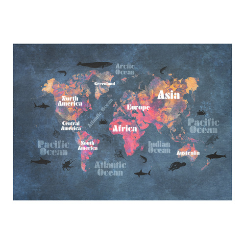 world map #world #map Cotton Linen Tablecloth 60"x 84"