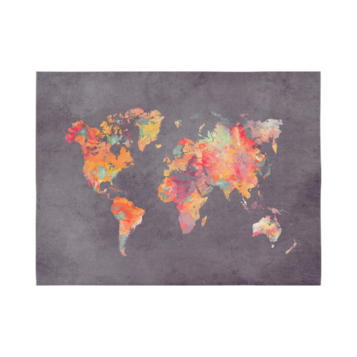 world map #world #map Cotton Linen Wall Tapestry 80"x 60"