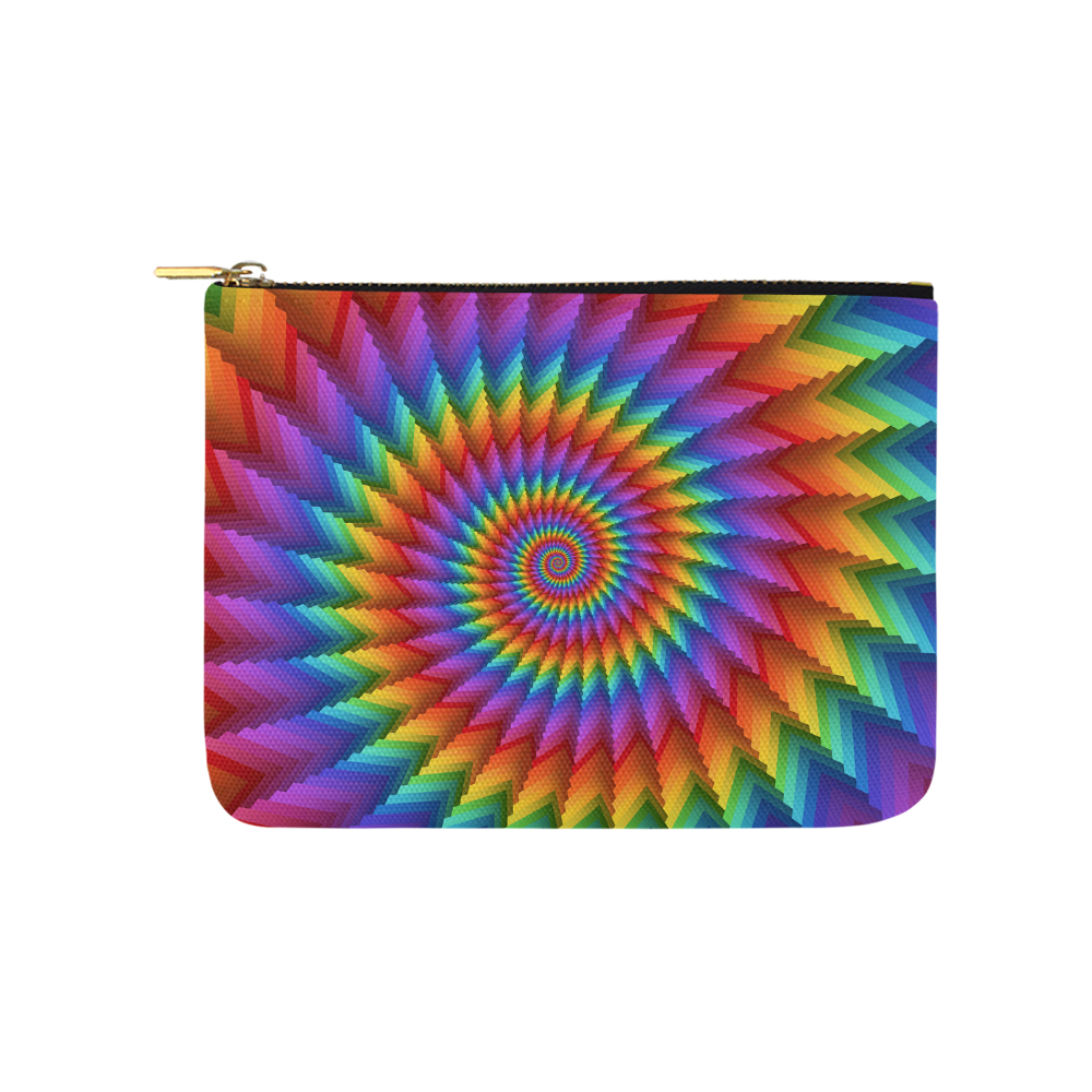 Psychedelic Rainbow Spiral Carry-All Pouch 8''x 6''