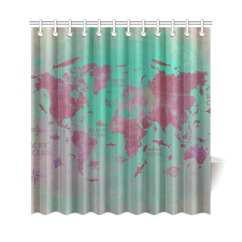 world map #world #map Shower Curtain 69"x72"