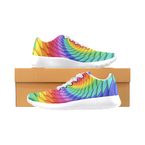 Psychedelic Rainbow Spiral Women's Running Shoes/Large Size (Model 020)