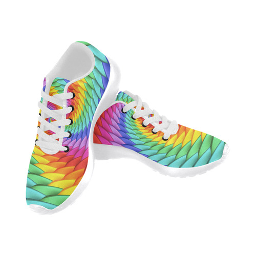 Psychedelic Rainbow Spiral Women's Running Shoes/Large Size (Model 020)