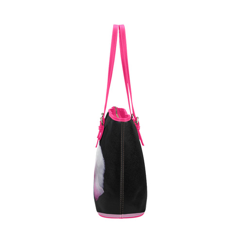 Pink Cat Leather Tote Bag/Large (Model 1651)