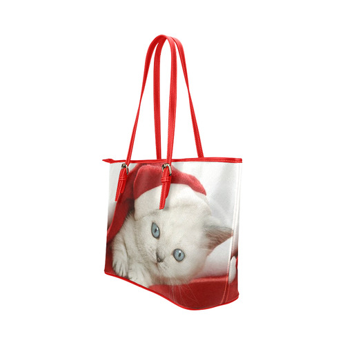 Red Cat Leather Tote Bag/Large (Model 1651)