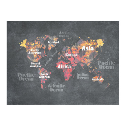 world map #world #map Cotton Linen Tablecloth 52"x 70"