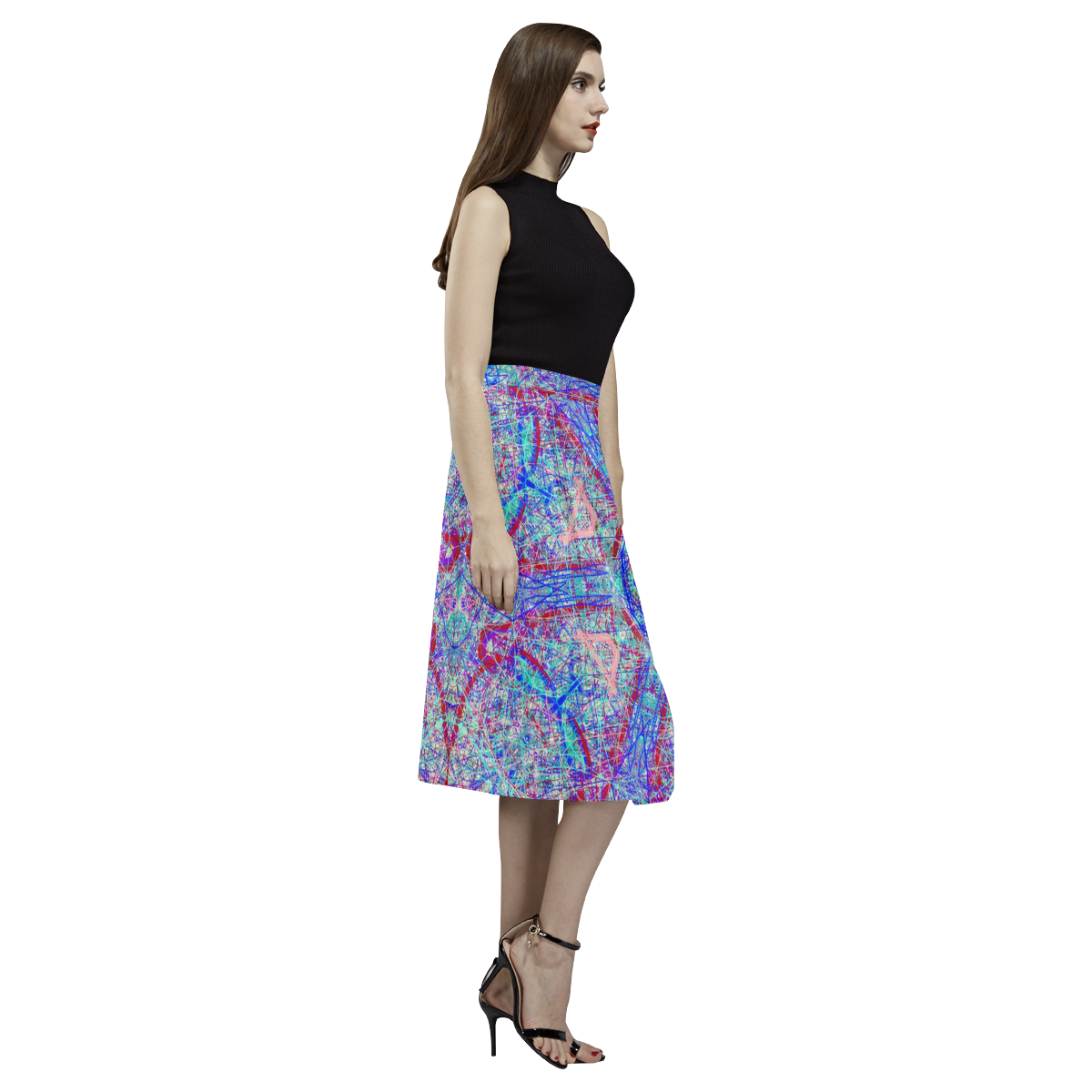 Thleudron Women's Milky Way Aoede Crepe Skirt (Model D16)