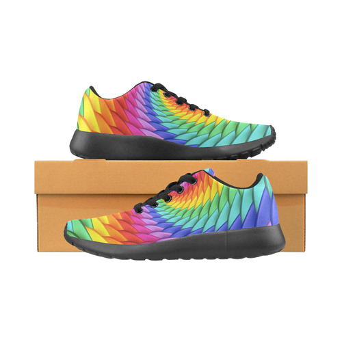 Psychedelic Rainbow Spiral Men's Running Shoes/Large Size (Model 020)