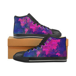 world map #world #map High Top Canvas Women's Shoes/Large Size (Model 017)