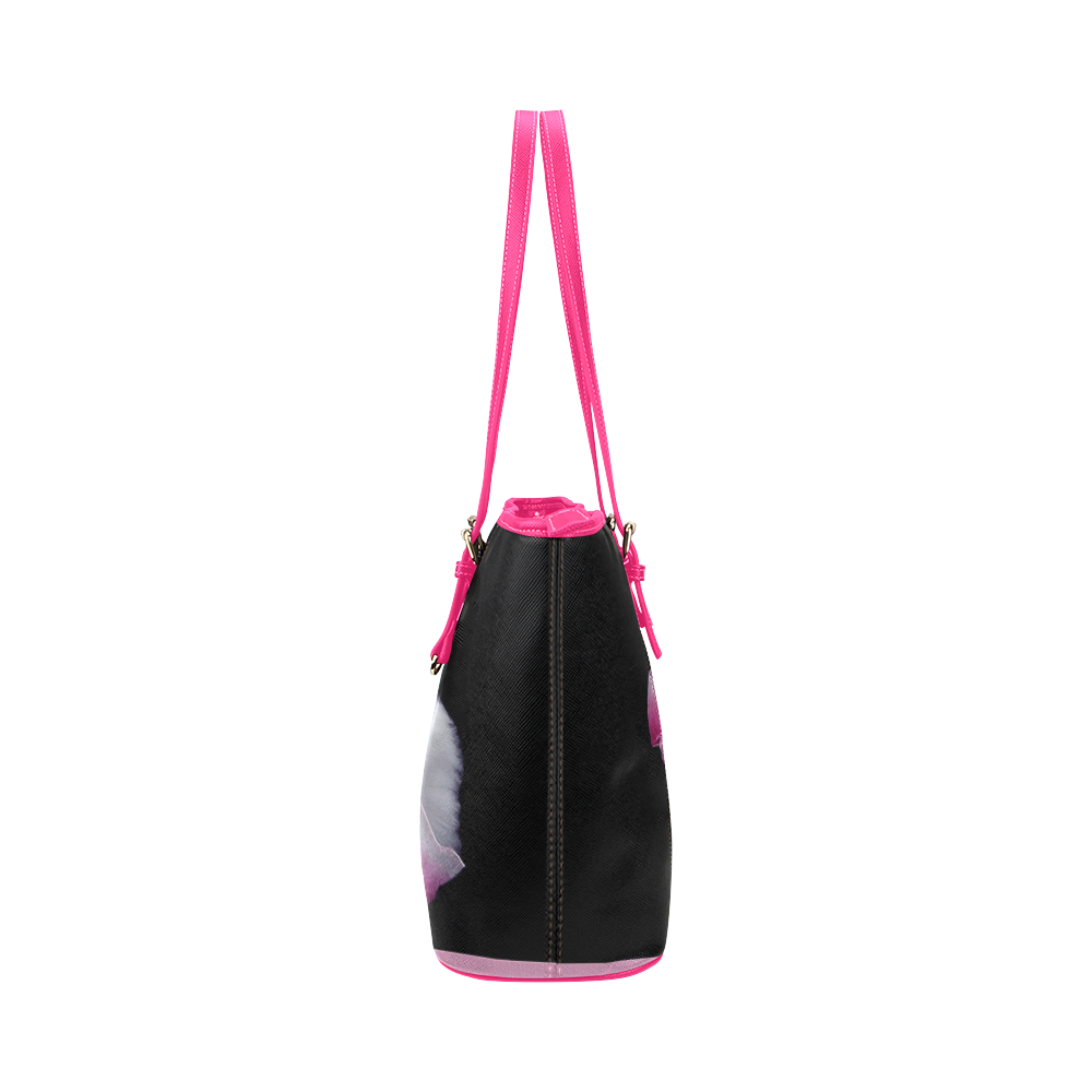 Pink Cat Leather Tote Bag/Large (Model 1651)