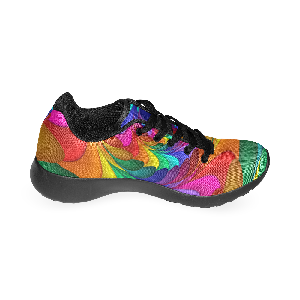 Psychedelic Rainbow Spiral Men's Running Shoes/Large Size (Model 020)