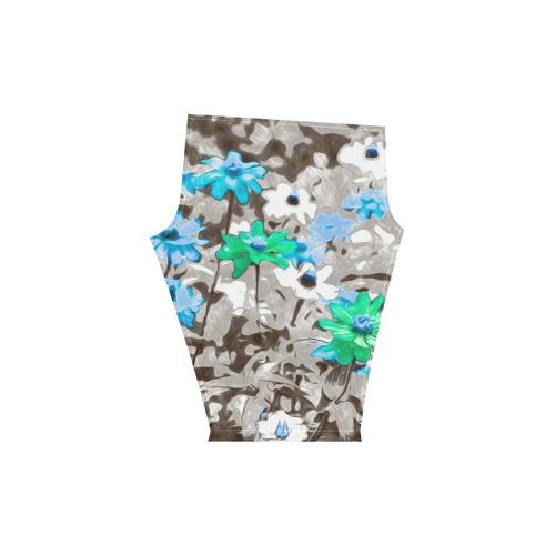 Flowers, black,white and splash B by JamColors Women's Low Rise Capri Leggings (Invisible Stitch) (Model L08)