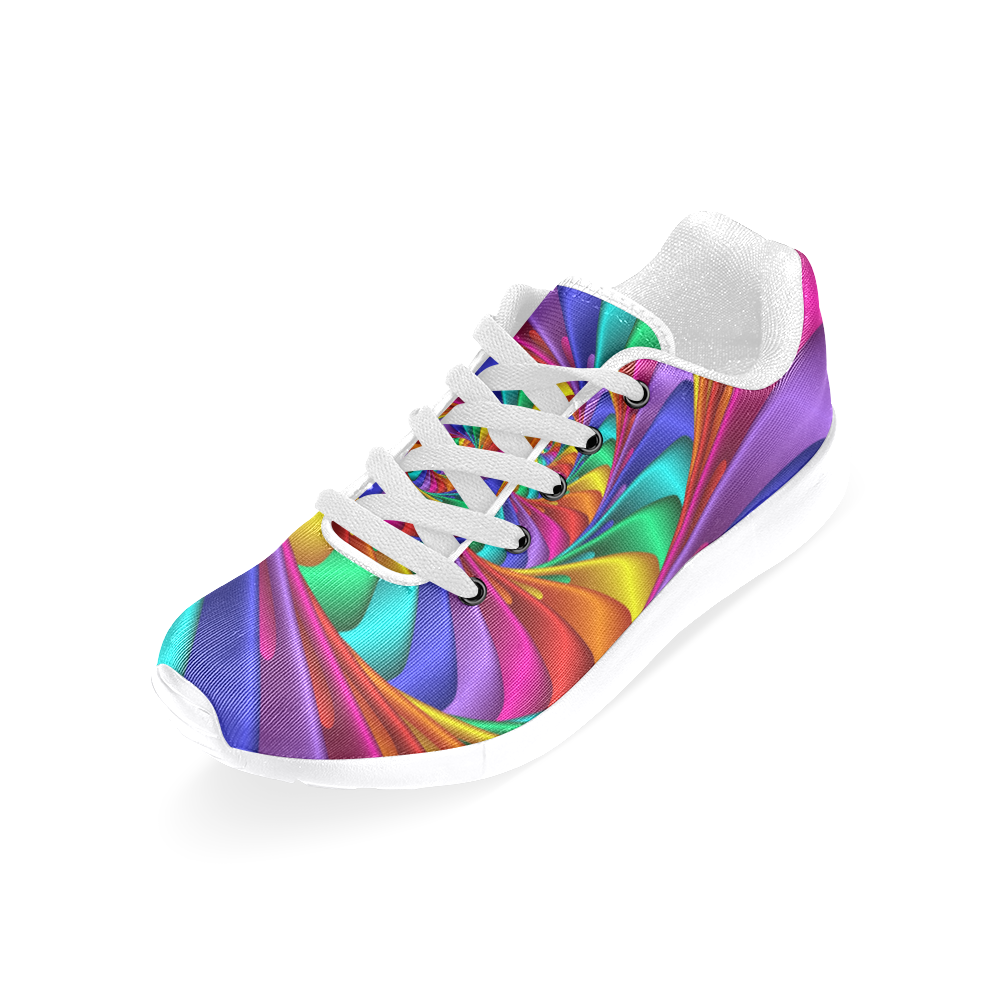 Psychedelic Rainbow Spiral Women's Running Shoes/Large Size (Model 020)