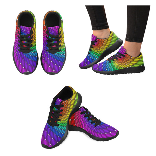 Psychedelic Rainbow Spiral Men's Running Shoes/Large Size (Model 020)