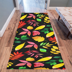 Red Green Yellow Autumn Leaves Floral Area Rug 9'6''x3'3''