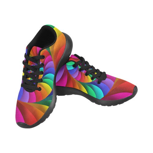 Psychedelic Rainbow Spiral Men's Running Shoes/Large Size (Model 020)