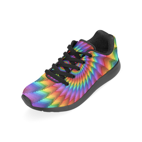 Psychedelic Rainbow Spiral Men's Running Shoes/Large Size (Model 020)